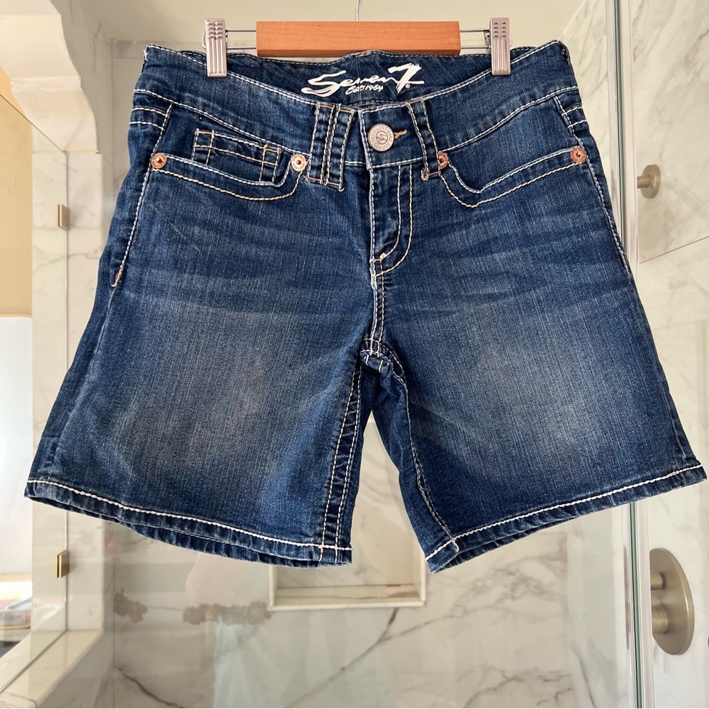 7 For All Mankind Women's Dark Blue Jean Shorts